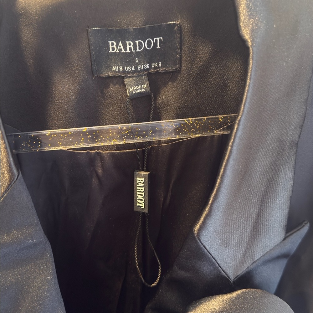 Bardot Black Double-Breasted Blazer Dress with Satin Trim - Picture 7 of 8